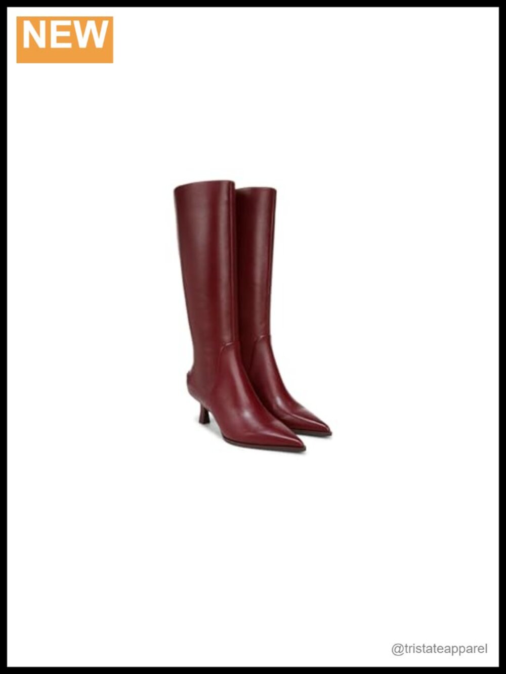 Knee High Boots Pointed Toe Kitten Heel Leather Zipper